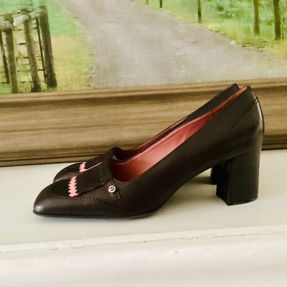 Vtg Etienne Aigner E-Ysabel Brown Square Tow leather pumps women’s 10M Brazil - Picture 6 of 16